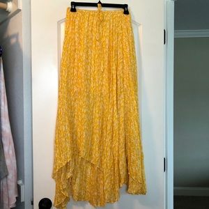 Joie yellow silk skirt